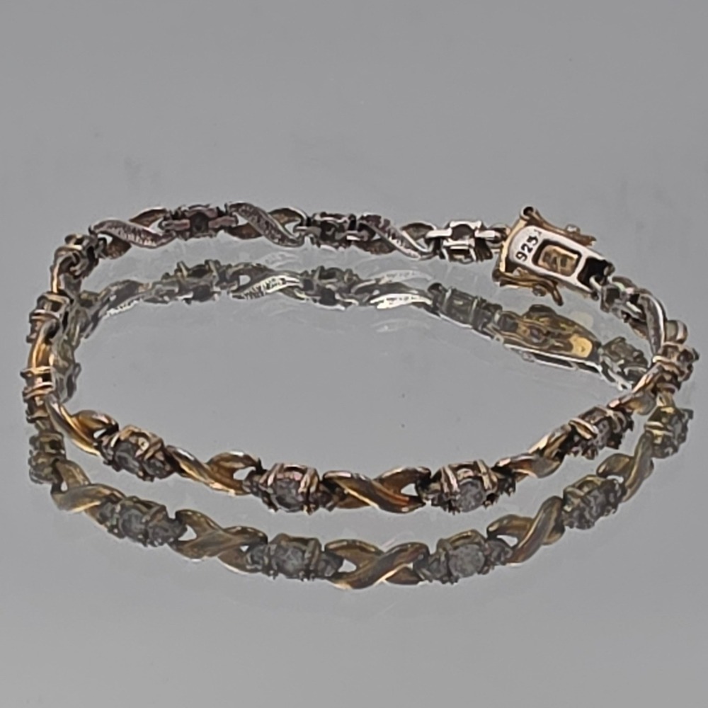 Tennis Bracelet Women 7in Silver Good Two-Tone Infinity Link 925 CZ